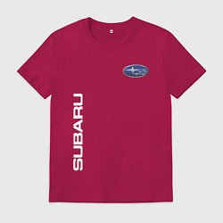 Футболка хлопковая мужская SUBARU, цвет: маджента