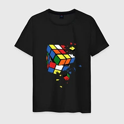 Футболка хлопковая мужская Кубик Рубика, цвет: черный