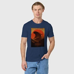Футболка хлопковая мужская Godzilla and red sun, цвет: тёмно-синий — фото 2