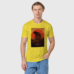 Футболка хлопковая мужская Godzilla and red sun, цвет: желтый — фото 2
