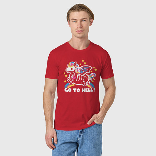 Мужская футболка Радужный единорог / Красный – фото 3