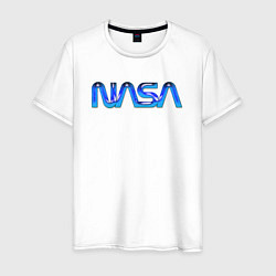 Футболка хлопковая мужская NASA, цвет: белый