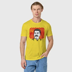 Футболка хлопковая мужская Сталин и флаг СССР, цвет: желтый — фото 2