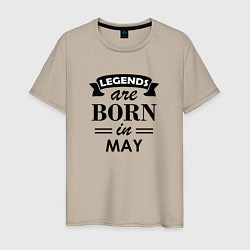 Футболка хлопковая мужская Legends are born in May, цвет: миндальный