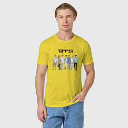 Футболка хлопковая мужская BTS группа, цвет: желтый — фото 2