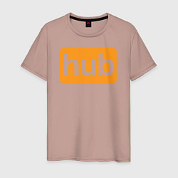 Футболка хлопковая мужская Hub, цвет: пыльно-розовый