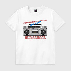 Футболка хлопковая мужская Old school old parties, цвет: белый