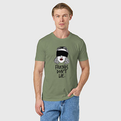 Футболка хлопковая мужская Очень странные дела, цвет: авокадо — фото 2