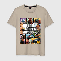 Футболка хлопковая мужская GTA5, цвет: миндальный