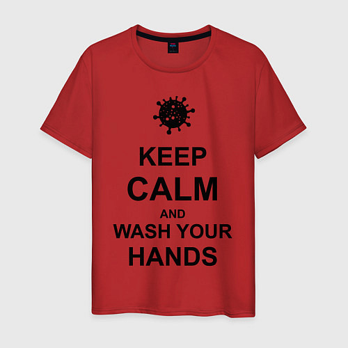 Мужская футболка Keep Calm & Wash Hands / Красный – фото 1