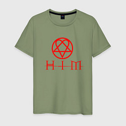 Футболка хлопковая мужская HIM LOGO RED, цвет: авокадо