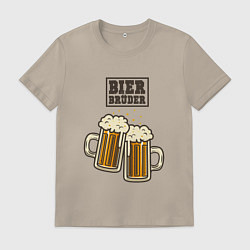Футболка хлопковая мужская Пивной брат, цвет: миндальный