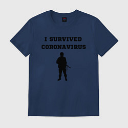 Футболка хлопковая мужская Coronavirus Survivor, цвет: тёмно-синий
