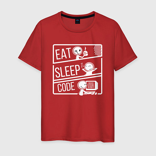 Мужская футболка Eat, sleep, code / Красный – фото 1