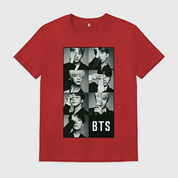 Футболка хлопковая мужская BTS, цвет: красный