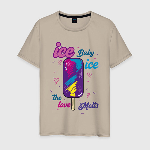 Мужская футболка Ice Baby Летнее мороженое / Миндальный – фото 1