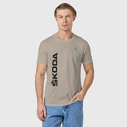 Футболка хлопковая мужская Skoda, цвет: миндальный — фото 2