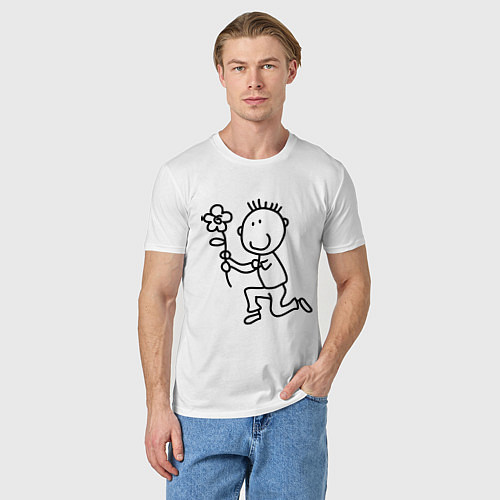 Мужская футболка Человечки с цветком парная муж / Белый – фото 3