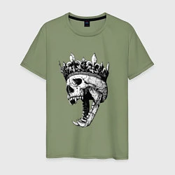 Футболка хлопковая мужская Fangs - skull and crown, цвет: авокадо