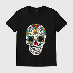 Футболка хлопковая мужская Весёлый череп, цвет: черный