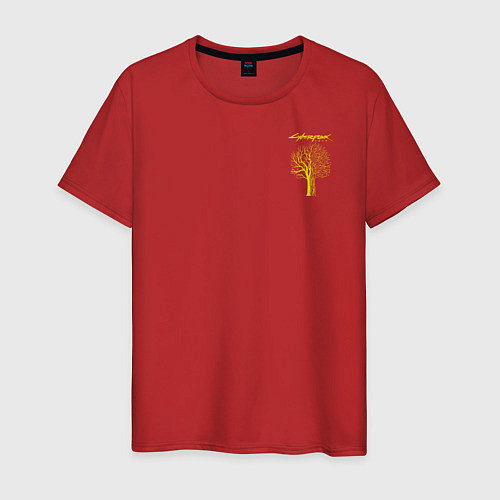 Мужская футболка ДЕРЕВО CYBERPUNK 2077 / Красный – фото 1