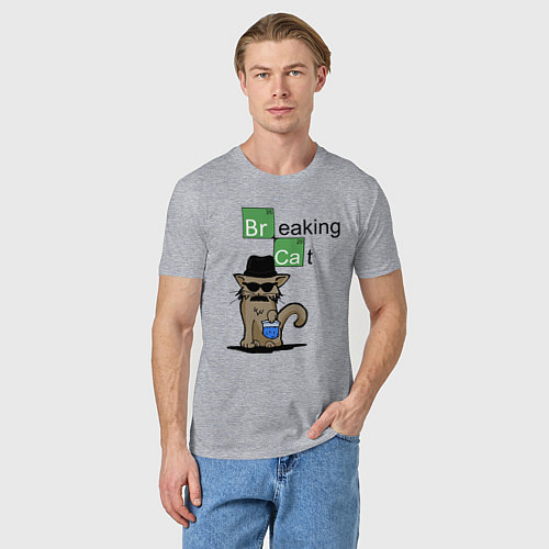 Мужская футболка Breaking Cat / Меланж – фото 3