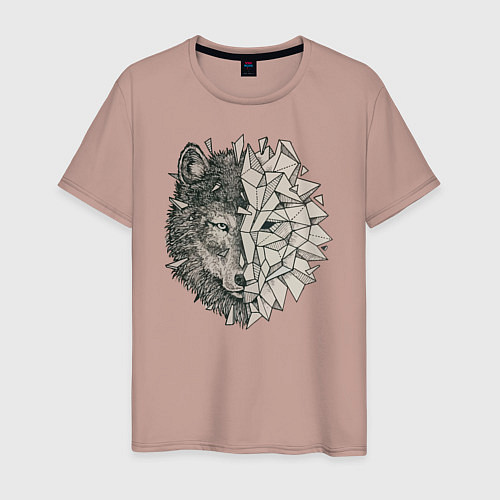 Мужская футболка Geometric Wolf / Пыльно-розовый – фото 1