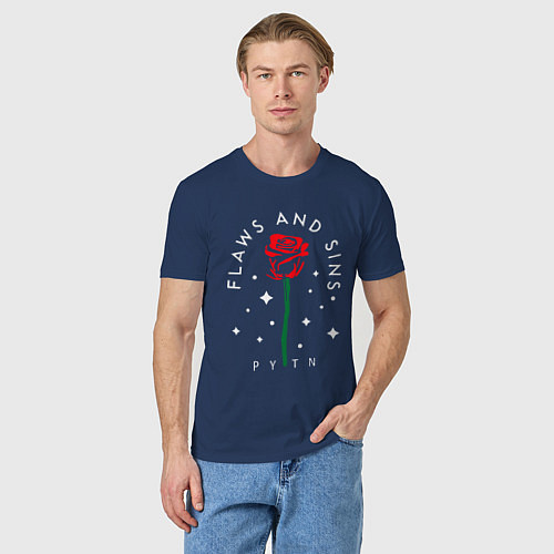 Мужская футболка PYTN X ROSE НА СПИНЕ / Тёмно-синий – фото 3