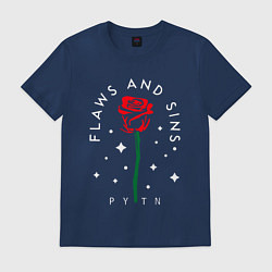 Футболка хлопковая мужская PYTN X ROSE НА СПИНЕ, цвет: тёмно-синий