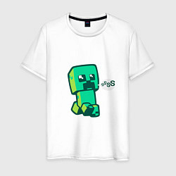 Футболка хлопковая мужская MINERCRAFT CREEPER, цвет: белый