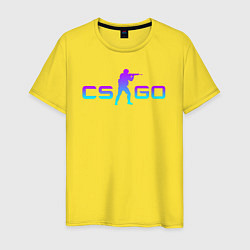 Футболка хлопковая мужская CS GO NEON, цвет: желтый