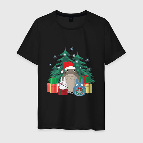 Мужская футболка New Year Totoro / Черный – фото 1