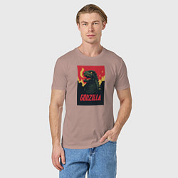 Футболка хлопковая мужская Godzilla, цвет: пыльно-розовый — фото 2