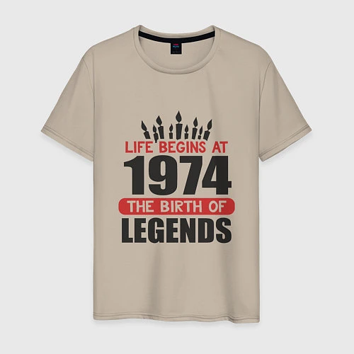 Мужская футболка 1974 - рождение легенды / Миндальный – фото 1