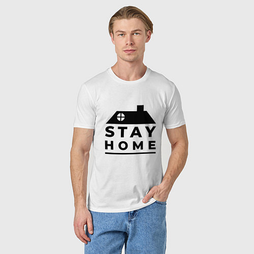 Мужская футболка Оставайся дома / Белый – фото 3