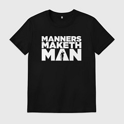 Футболка хлопковая мужская Manners maketh man, цвет: черный