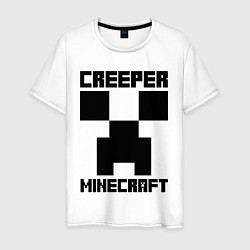 Футболка хлопковая мужская MINECRAFT CREEPER, цвет: белый