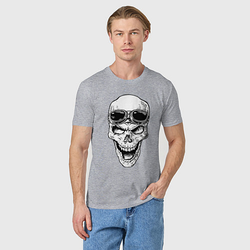 Мужская футболка Skull and glasses / Меланж – фото 3