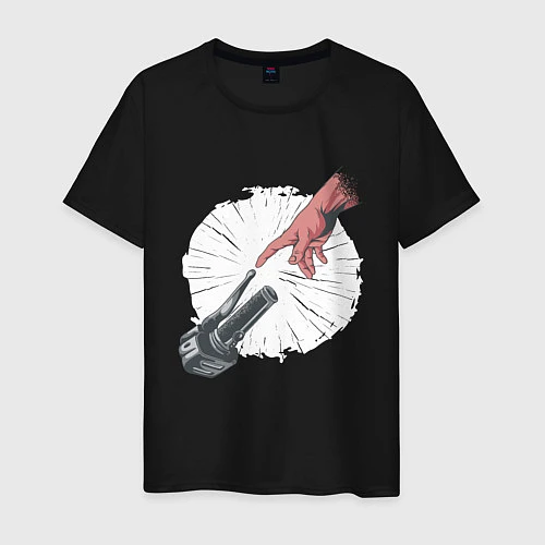 Мужская футболка Сотворение Адама - Мотоцикл / Черный – фото 1