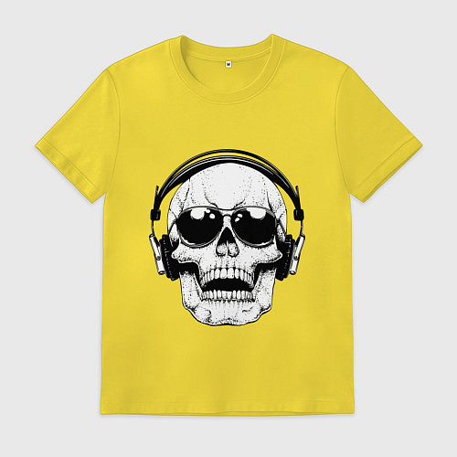 Мужская футболка Skull Music lover / Желтый – фото 1