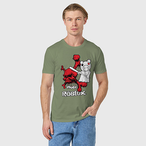 Мужская футболка Свинка Пигги из Roblox / Авокадо – фото 3