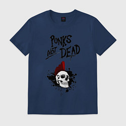 Футболка хлопковая мужская Punks not dead, цвет: тёмно-синий