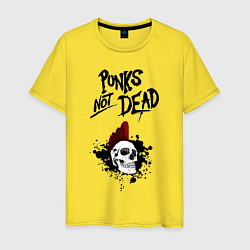 Футболка хлопковая мужская Punks not dead, цвет: желтый