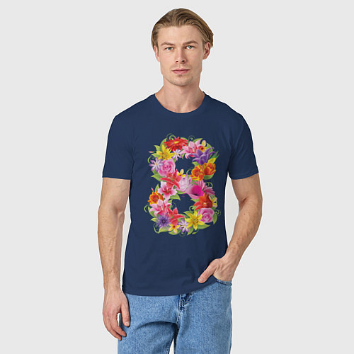 Мужская футболка 8 марта из цветов / Тёмно-синий – фото 3