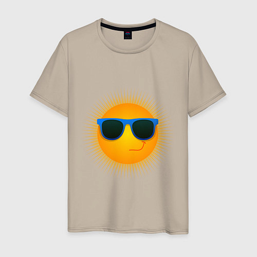 Мужская футболка Солнышко в очках / Миндальный – фото 1