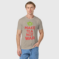 Футболка хлопковая мужская Make tea not war, цвет: миндальный — фото 2