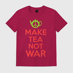 Футболка хлопковая мужская Make tea not war, цвет: маджента