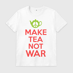 Футболка хлопковая мужская Make tea not war, цвет: белый