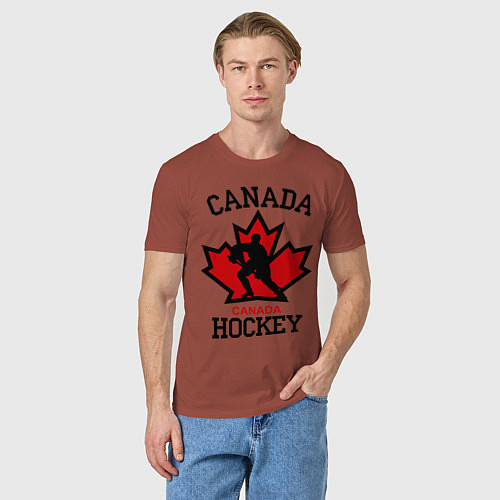 Мужская футболка Canada Hockey / Кирпичный – фото 3