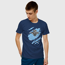 Футболка хлопковая мужская Рваная тельняшка, цвет: тёмно-синий — фото 2